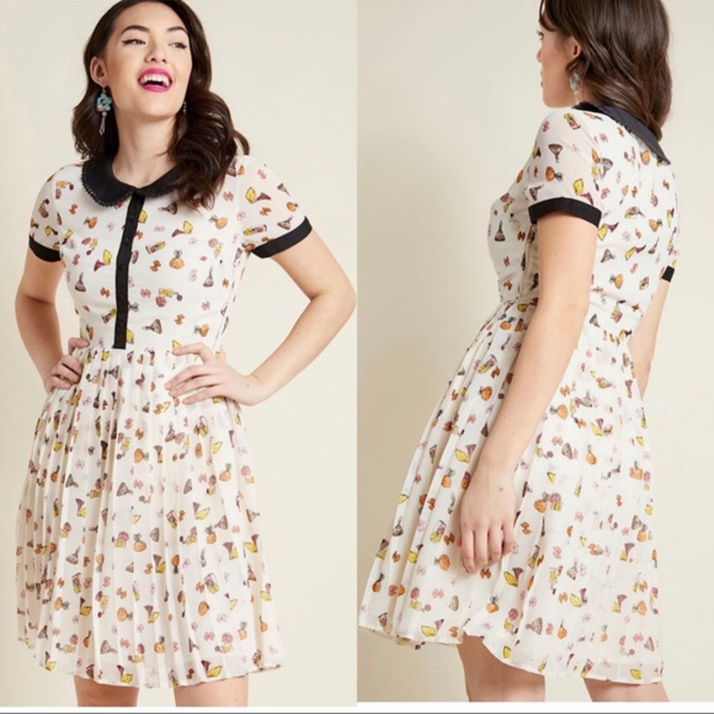 Peter Pan Collared Pleated Retro Dress